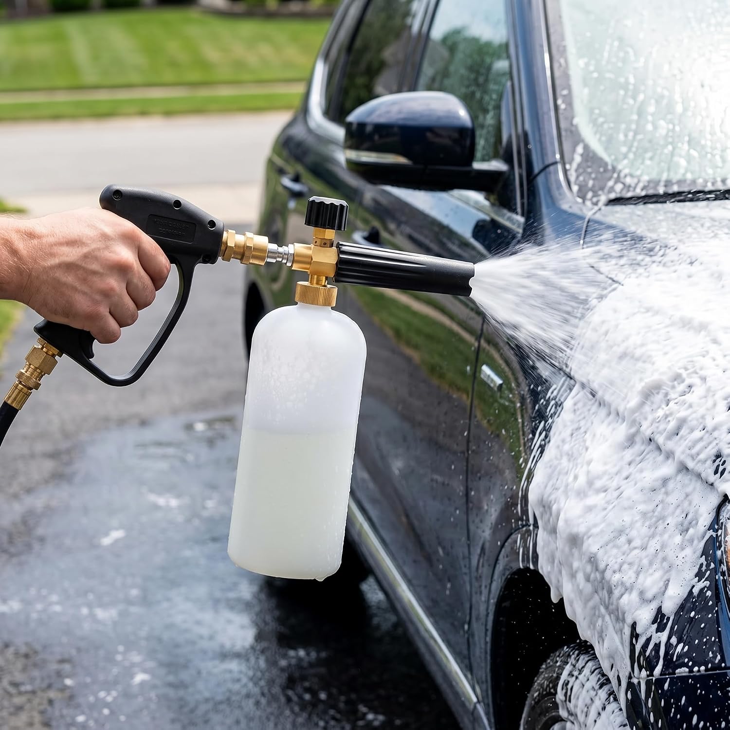Foam Cannon, Car Wash Pressure Washer Jet Wash 1/4" Quick Connector Adjustable Snow Foam Lance Foam Blaster, 1 Liter