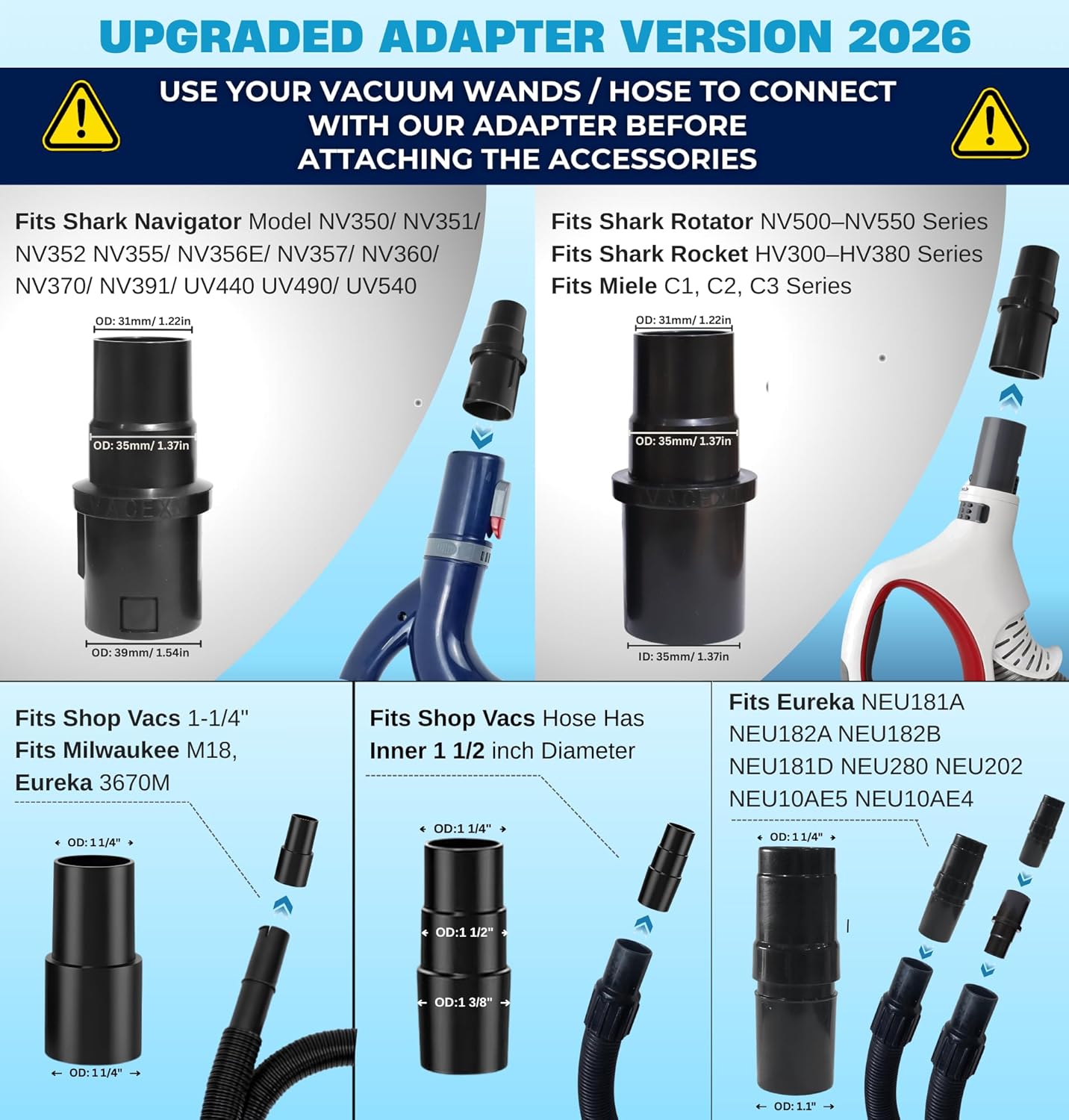 Horsehair Hardfloor Attachment for Wood and Tile Floors plus Vacuum Hose Adapter Compatible with Most Vacuum Cleaners
