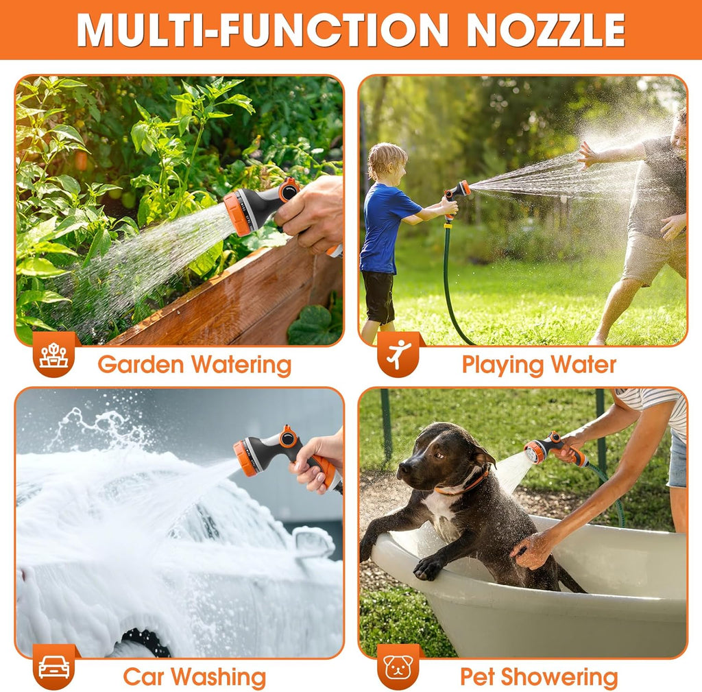 Garden Hose Nozzle,Hose Spray Nozzle with Adjustable 10 Watering Patterns,Slip Resistant High Pressure Water Hose