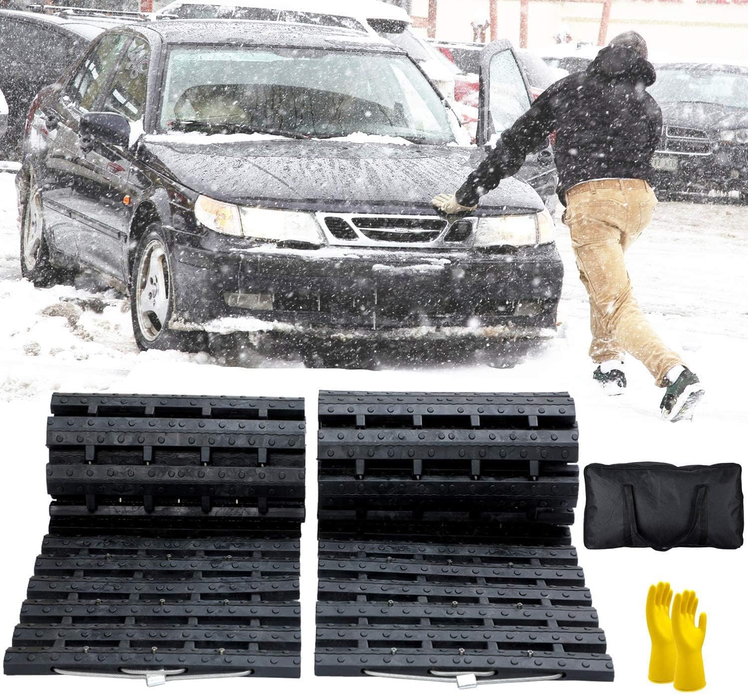 Tire Traction Mat, Recovery Track Portable Emergency Devices for Pickups Snow, Ice, Mud, and Sand Used to Cars