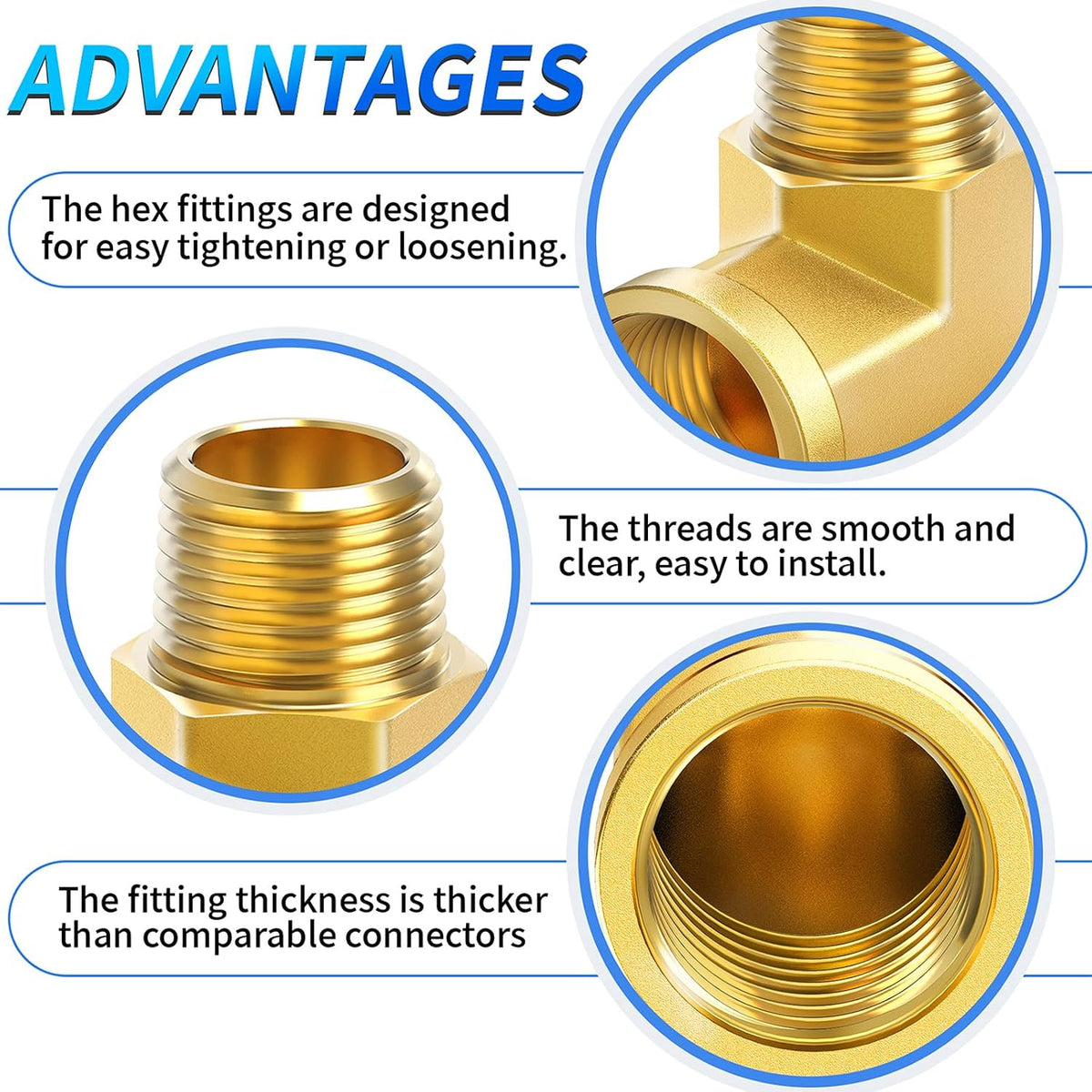 ChillWaves Brass Pipe Fitting, 90 Degree Barstock Street Elbow 1/4" NPT Female x 1/4" NPT Male Thread Adapter(5-PACK)