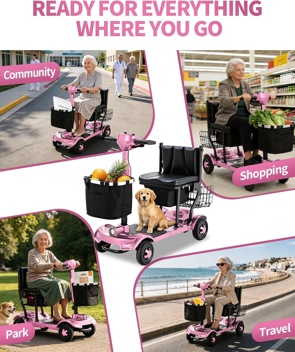 Lightweight Mobility Scooters for Seniors&Adults, Foldable 4 Wheel Scooter