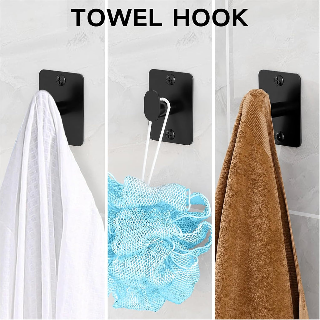 Black Bathroom Accessories Set, 4-Piece Bathroom Hardware Set | 24 inch Towel Bar, Towel Racks for Bathroom, Robe