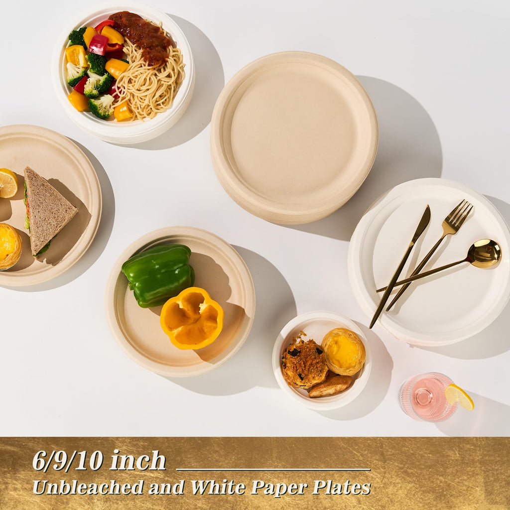 6 Inch Compostable Small Paper Plates White 100 Count Heavy Duty