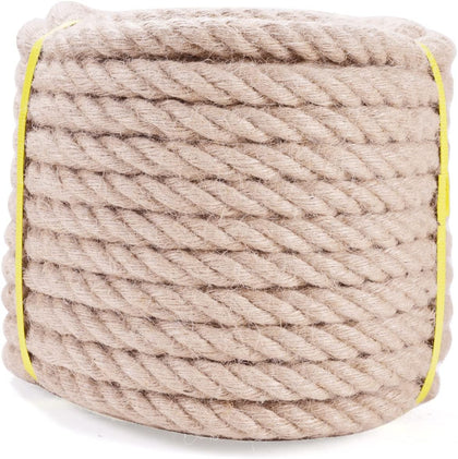 1/2 Inch Jute Rope 50 Ft - Twisted Manila Natural Thick Hemp Rope