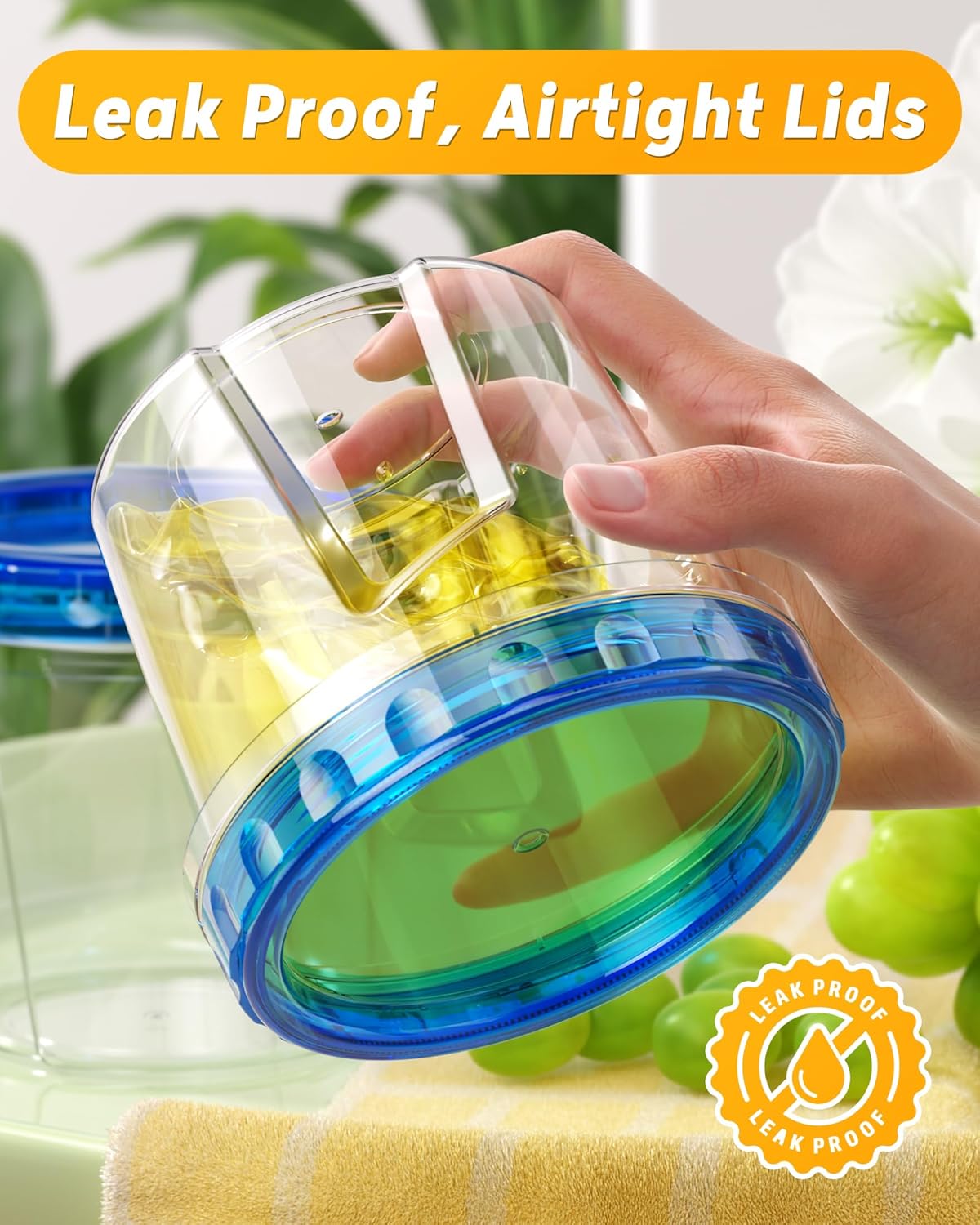6 Pack-24 oz Freezer Storage Containers, Plastic Food Storage Containers with Twist Top Lids, BPA Free and Reusable