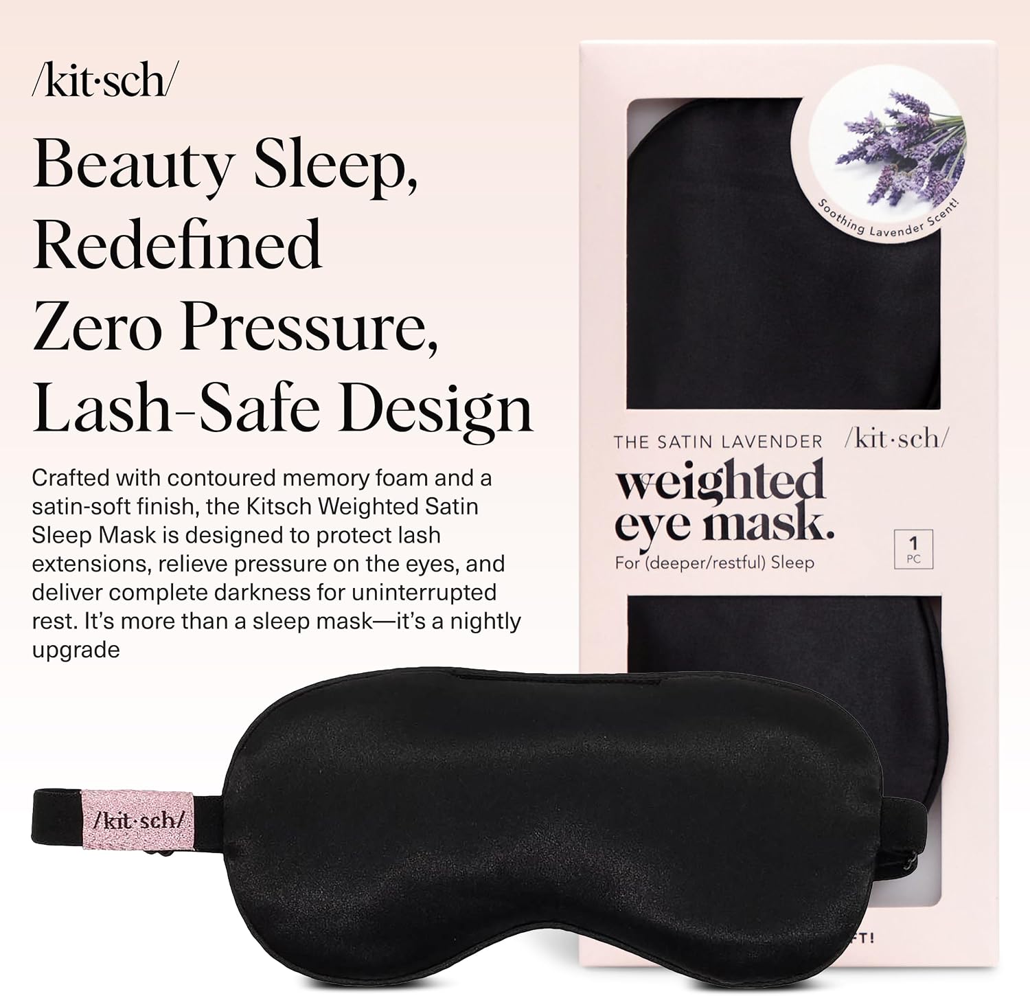 Weighted Satin Sleep Mask | Eye Masks for Sleep - (4.1oz/116g) | Softer Than Silk Sleep Mask, Blindfold Sleep Masks