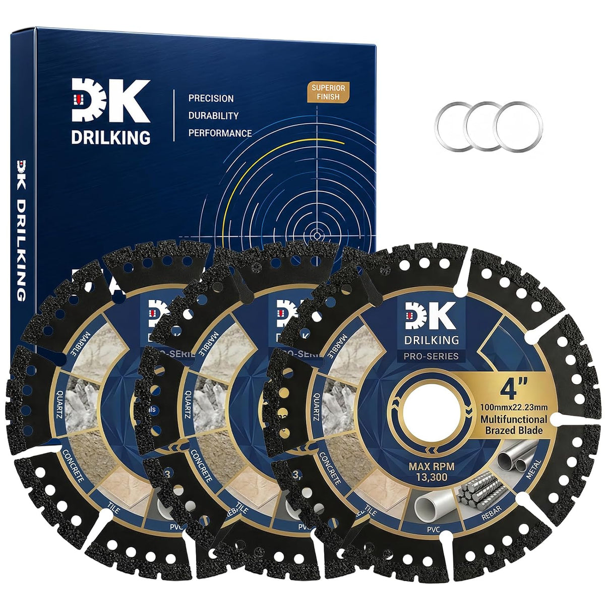 4 inch Diamond Blades, Multi-Purpose Metal Cutting Wheel - 3 Pack