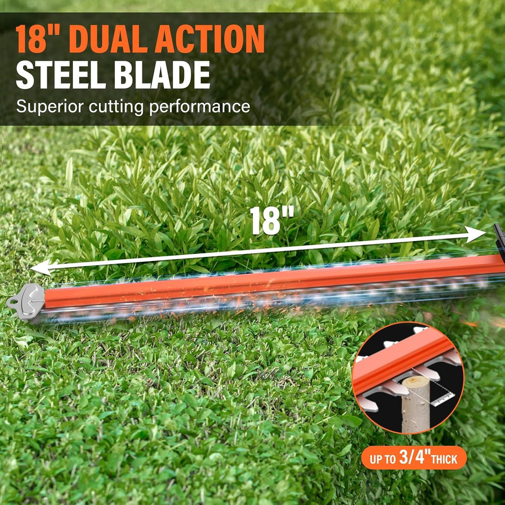 Hedge Trimmer 18-Inch Cordless Pole Hedge Trimmer | 16-Feet Max Reach Hedge Trimmer with Extension Pole, Multi-Angle