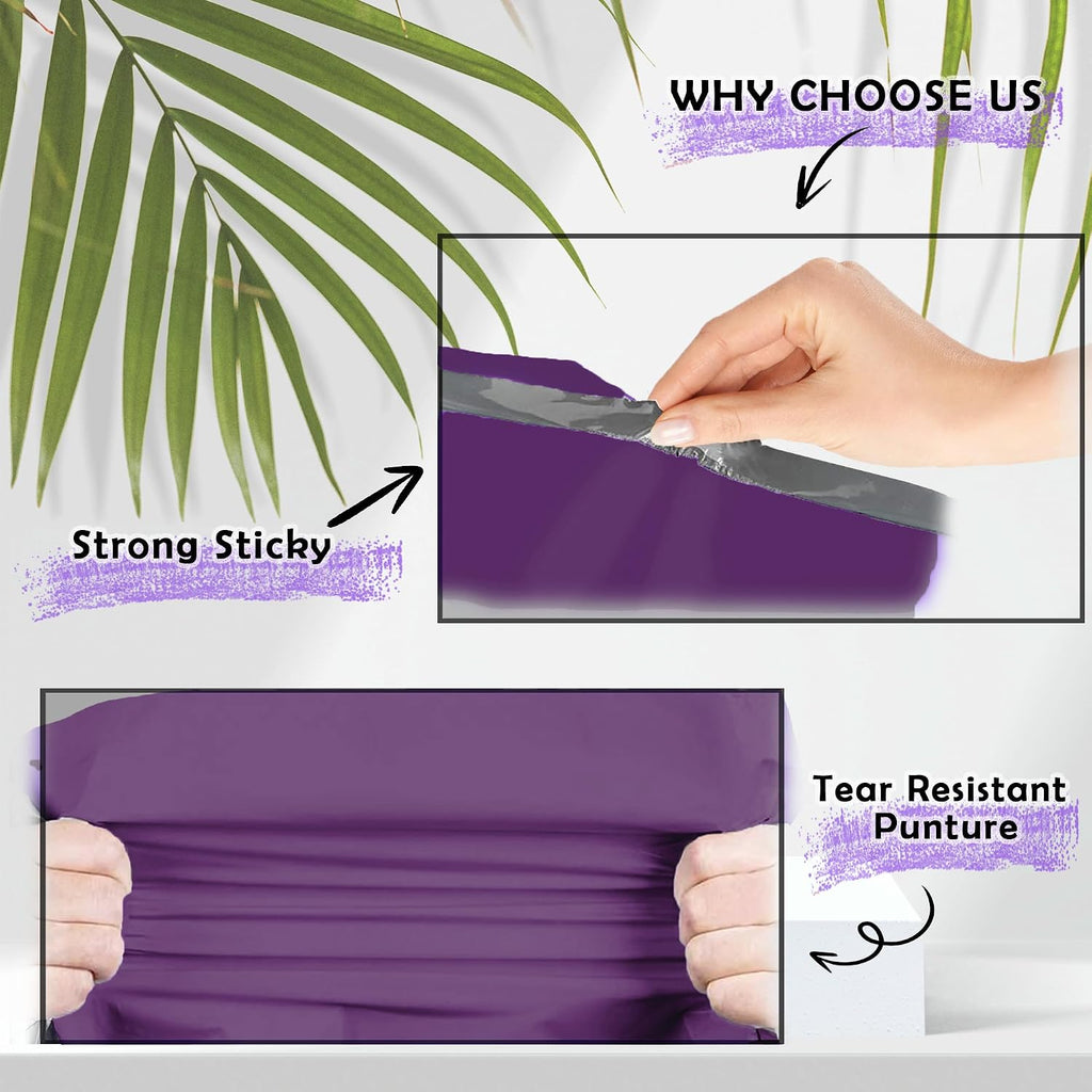 Poly Mailers 10x13 100 Pack Purple Self-Seal Shipping Envelopes M4