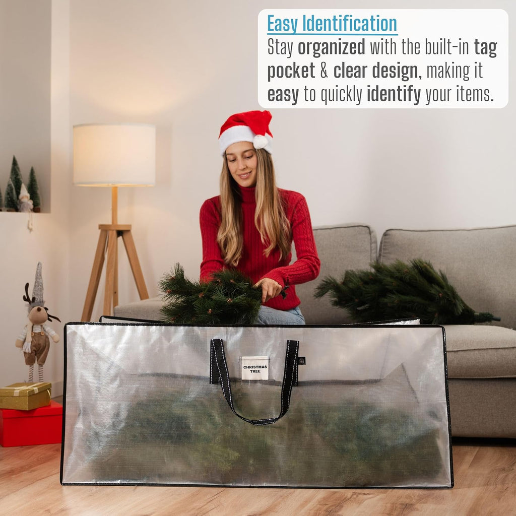 2 Pack Clear Christmas Tree Storage Bag - Fits 7.5 Ft Artificial Trees, Heavy Duty Large Bags with Zipper, Durable