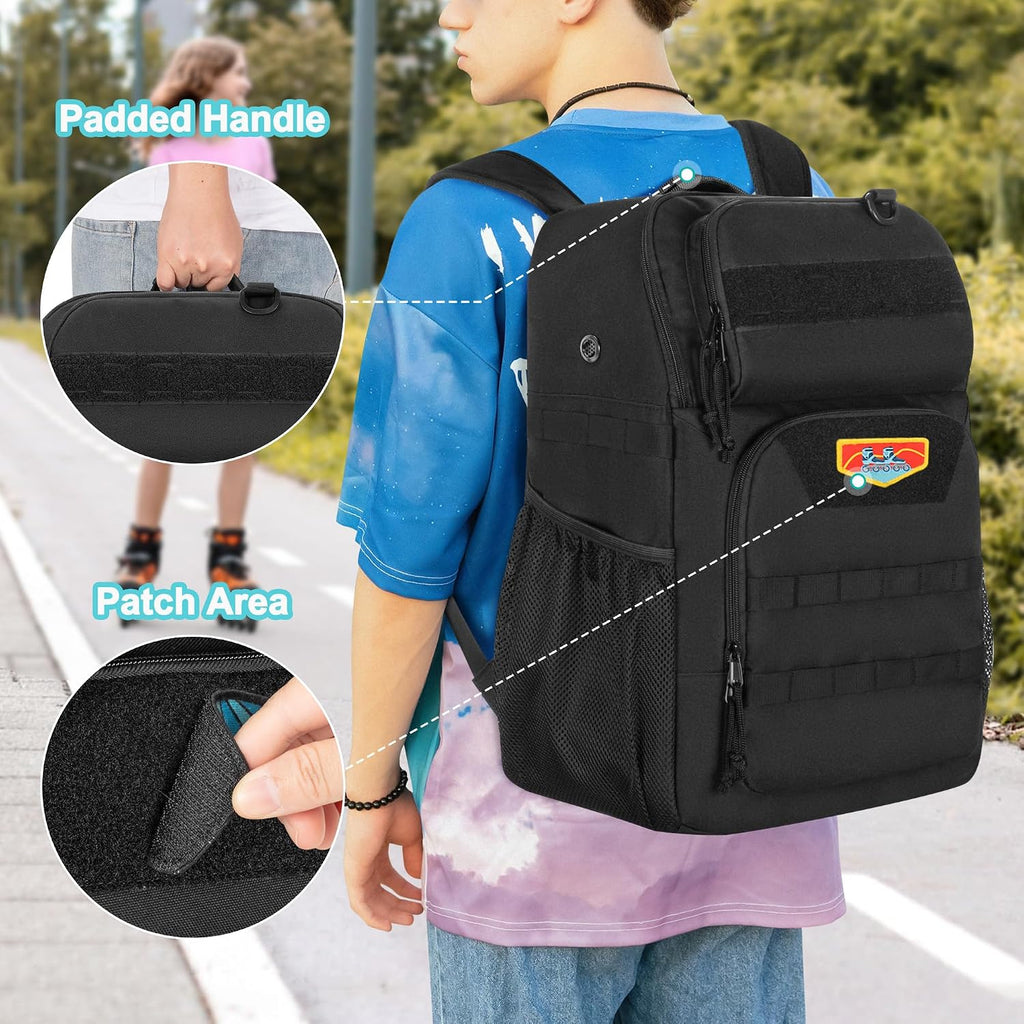 Skate Bag for Women Men, Roller Skate Backpack for Inline Skates | Ice Skate Bag Fits Shoes Up to Us Mens 13, Inline