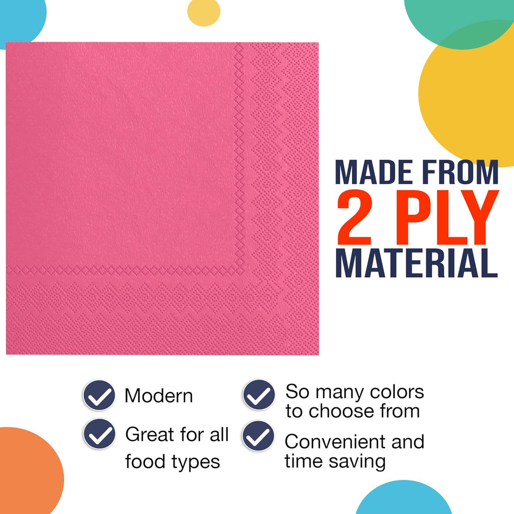 Hot Pink Dinner Napkins Disposable Paper Napkins 100 Pcs