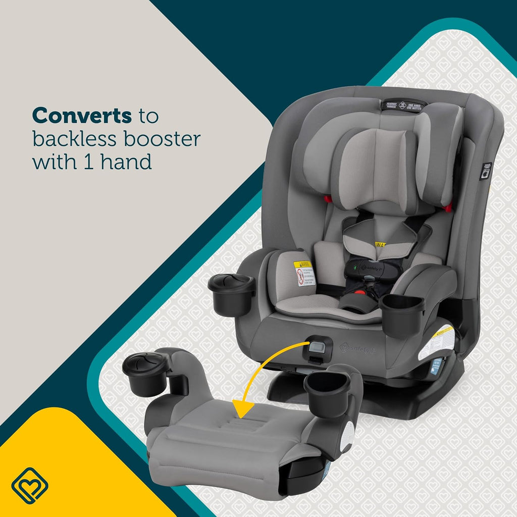 EverSlim 4-in-1 Convertible Car Seat, SecureTech Chest Clip, Ultra-Slim, 4-Mode Infant to Booster, Baby Car Seat