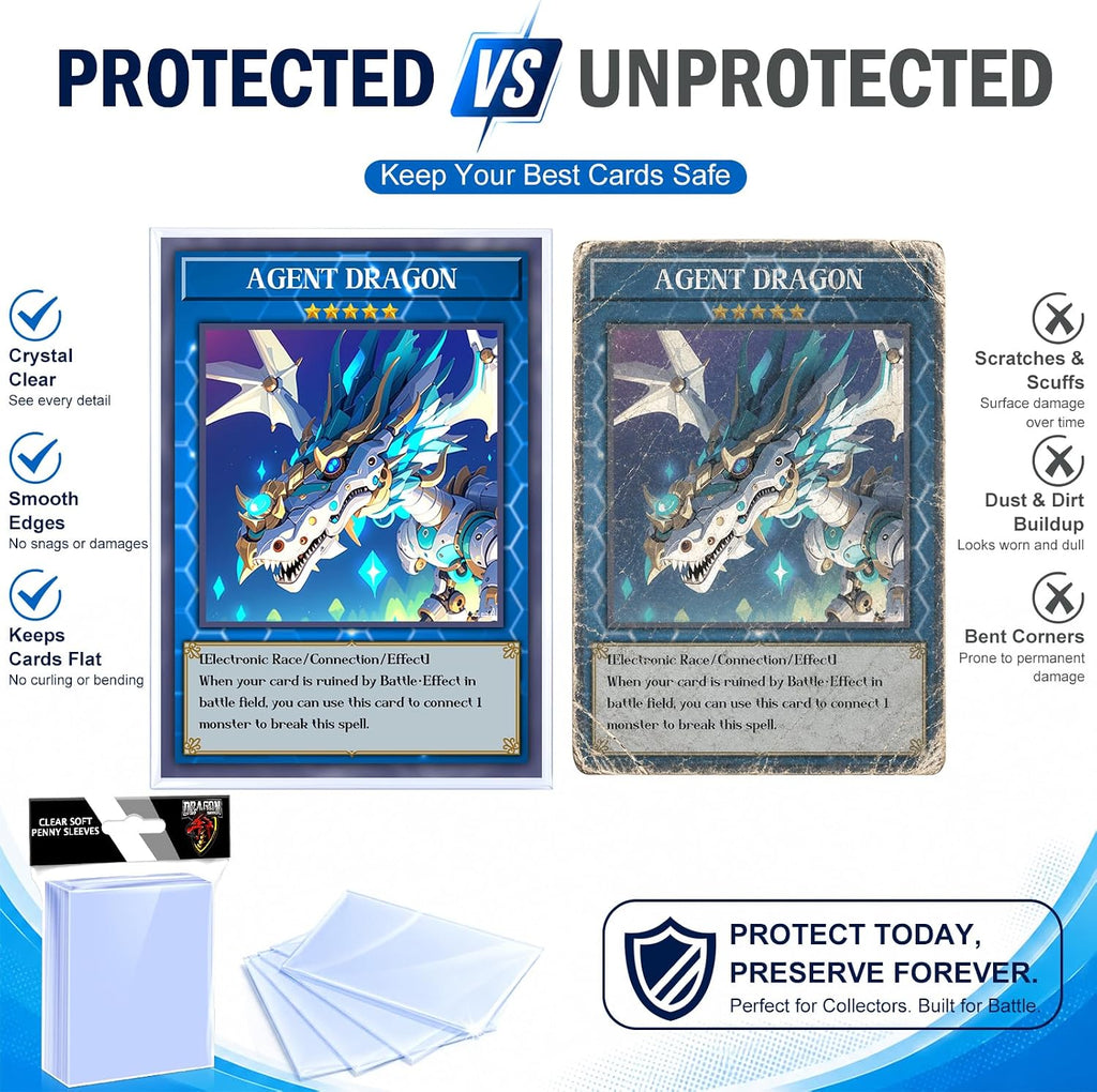 1000 Counts Card Sleeves Top Loaders for Trading Cards, Penny Soft Sleeves Baseball Card Sleeves Protectors Fit for