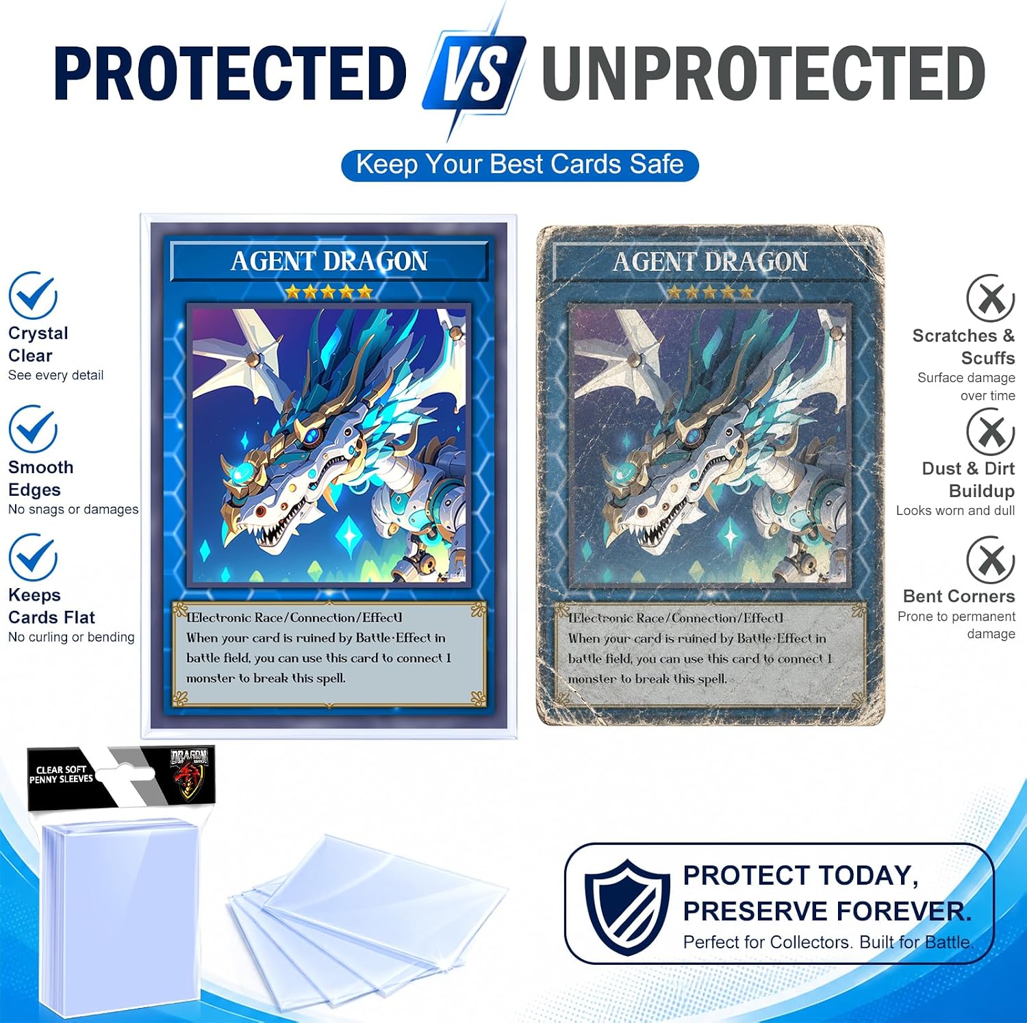 1000 Counts Card Sleeves Top Loaders for Trading Cards, Penny Soft Sleeves Baseball Card Sleeves Protectors Fit for