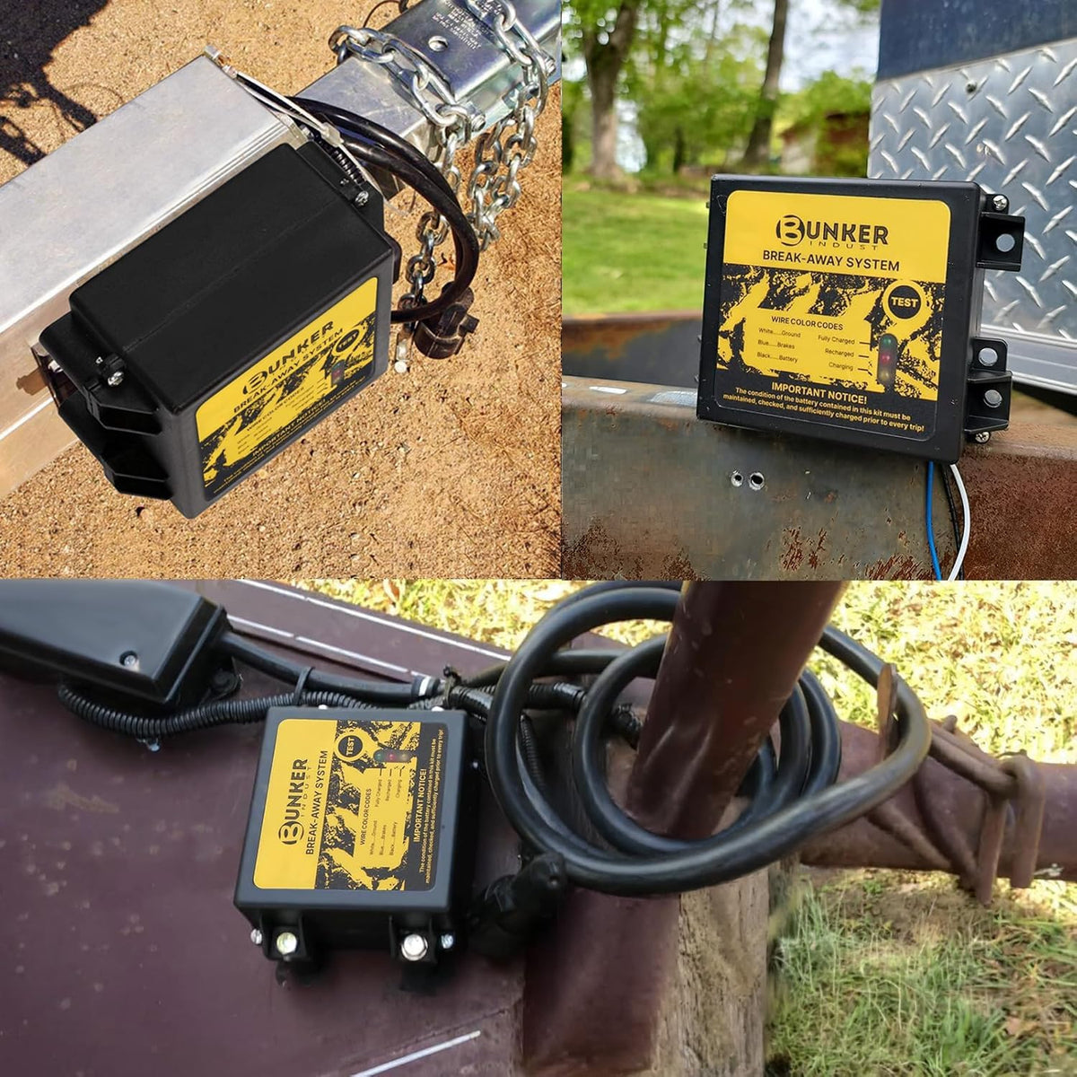 Trailer Brake Breakaway Kit with Charger, LED Display, Switch, 12V 5Ah Battery for Trailer Caravan