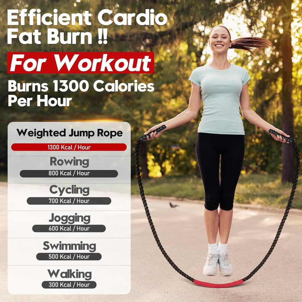 Weighted Jump Rope for Men and Women, 3lb 4lb 5lb Adult Heavy Skipping Rope, Jumprope for Fitness,Workout Equipment