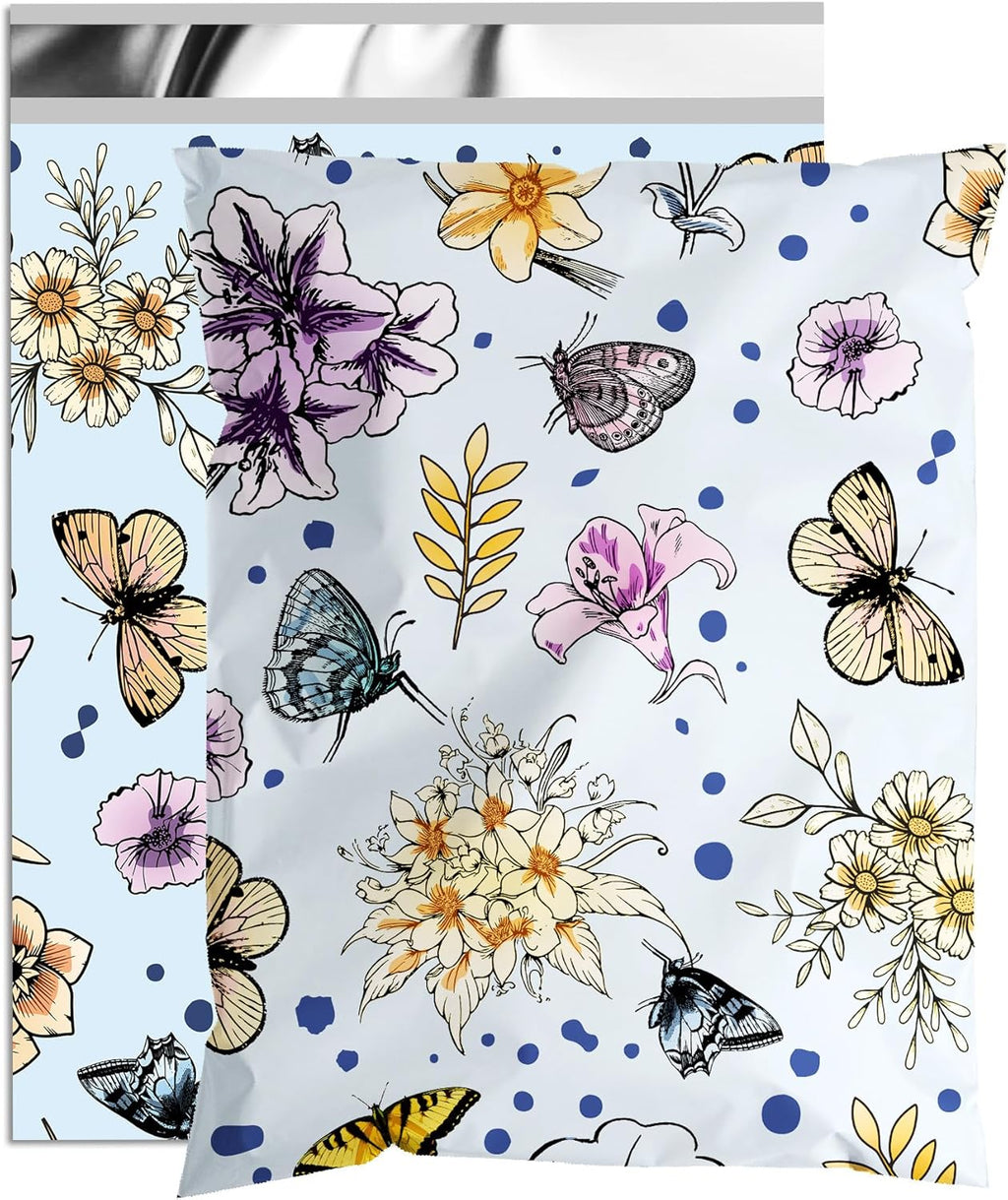 Cute Poly Mailers 14.5x19 Inch 50 Pcs, Butterfly Blossom