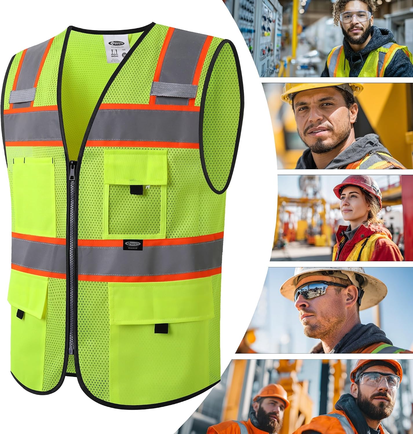 Safety Vest for Men Women Hi Vis Relfective Vest with Pockets High Visibility Meet ANSI Standard