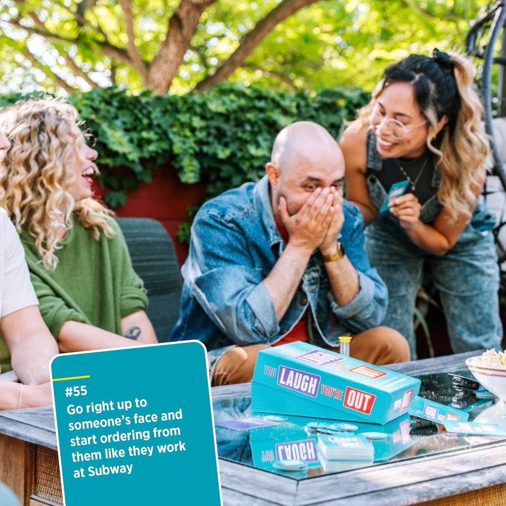 You Laugh You're Out [A Party Game with Hilarious Charades Family Card Games for Adults & Teens | Great Gift for