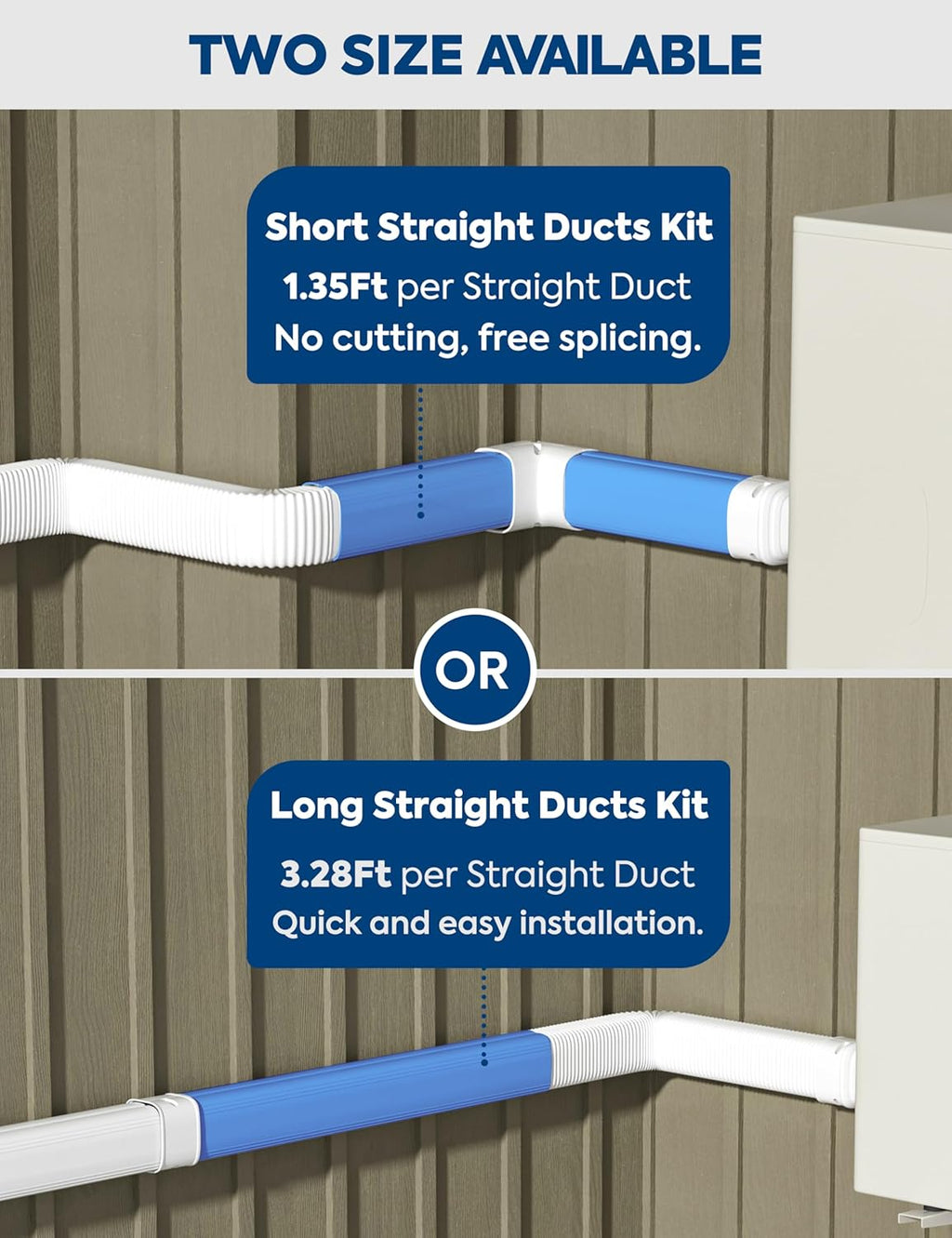 Mini Split Line Set Cover with Flexible Duct, 4" 16Ft, White | Long Ducts, Fewer Joints, Protective Line Hide Cover