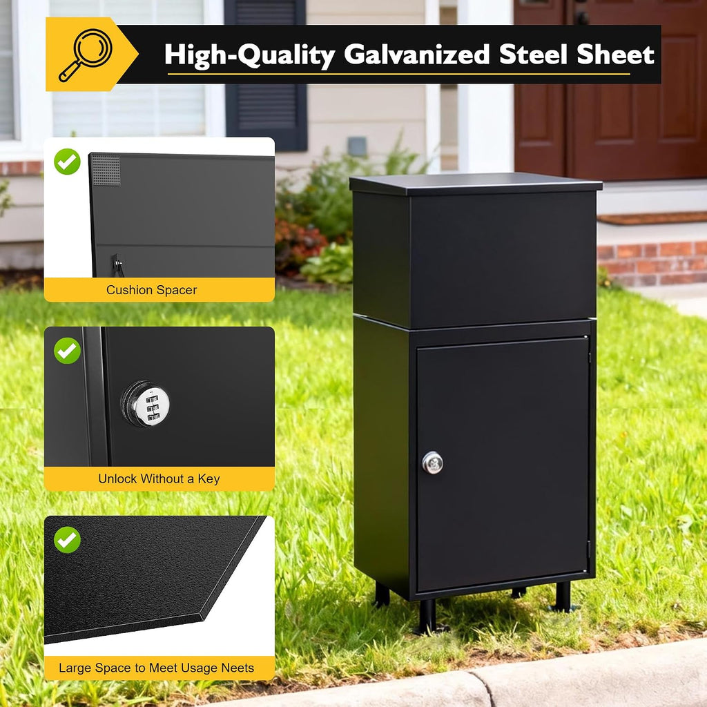 Parcel Drop Boxes for Outside, Extra Large Package Delivery Boxes with Secure Storage, Anti-Theft Galvanized