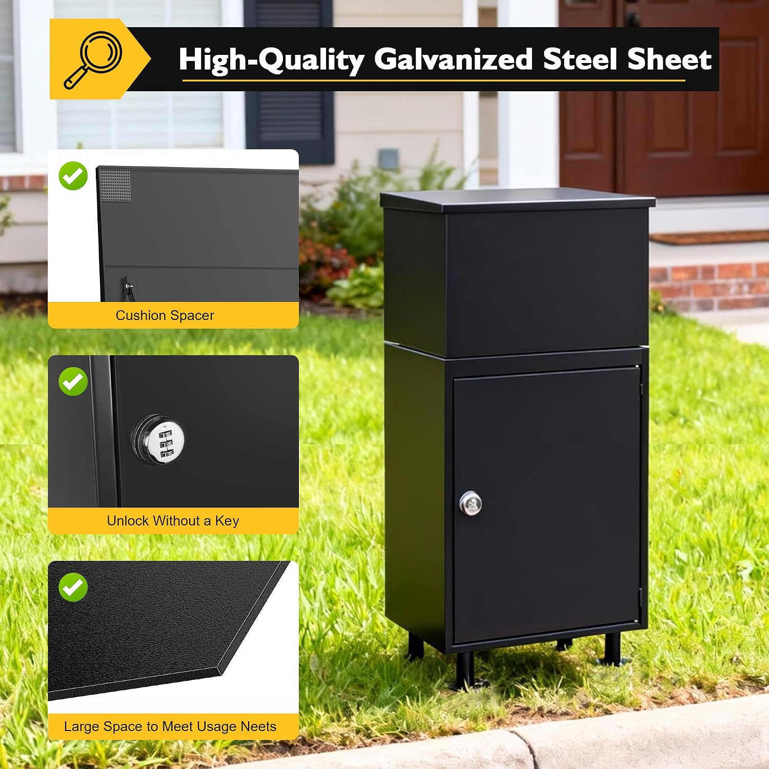 Parcel Drop Boxes for Outside, Extra Large Package Delivery Boxes with Secure Storage, Anti-Theft Galvanized