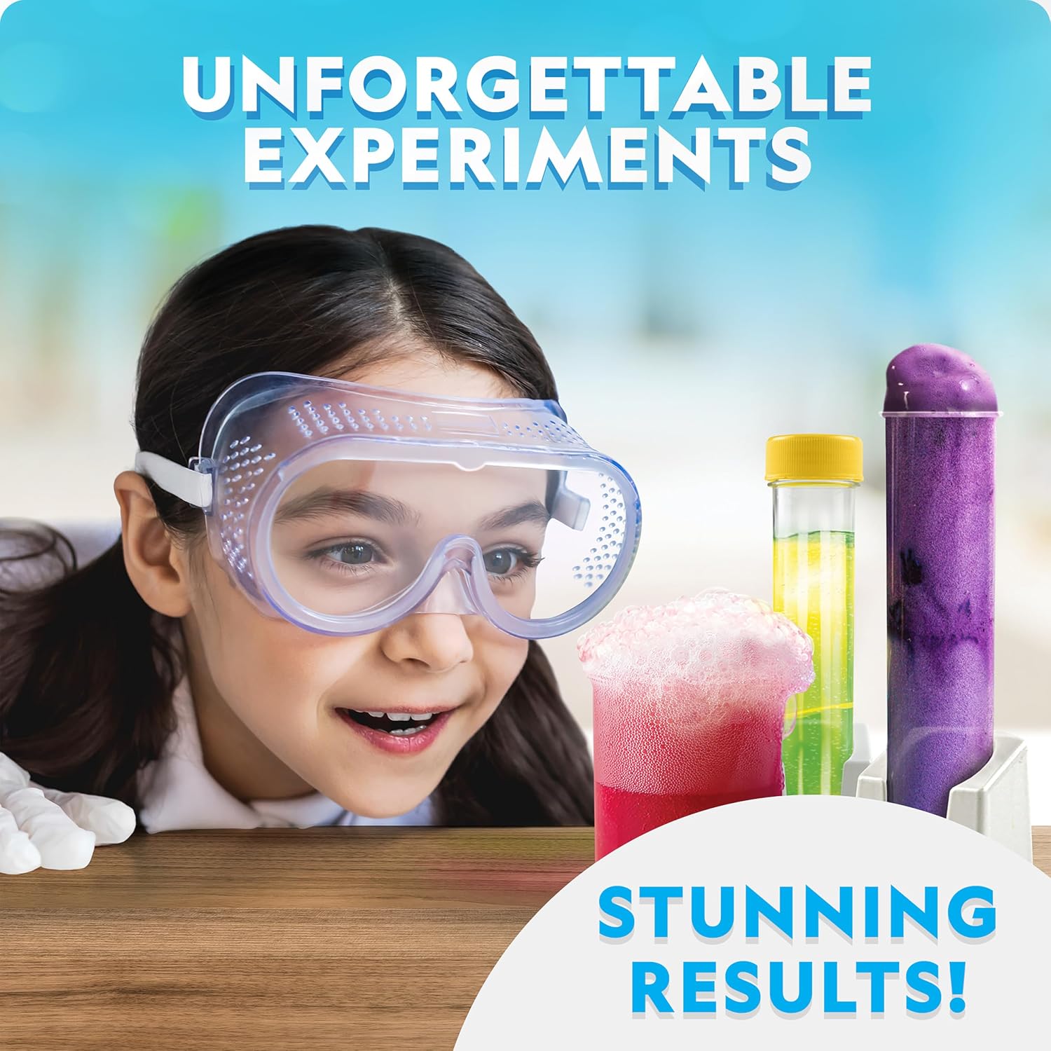 Chemistry Set with 45 Experiments for Kids 8-12 | Volcano Eruption, Geyser and Rocket Activities, Hands-On Chemical