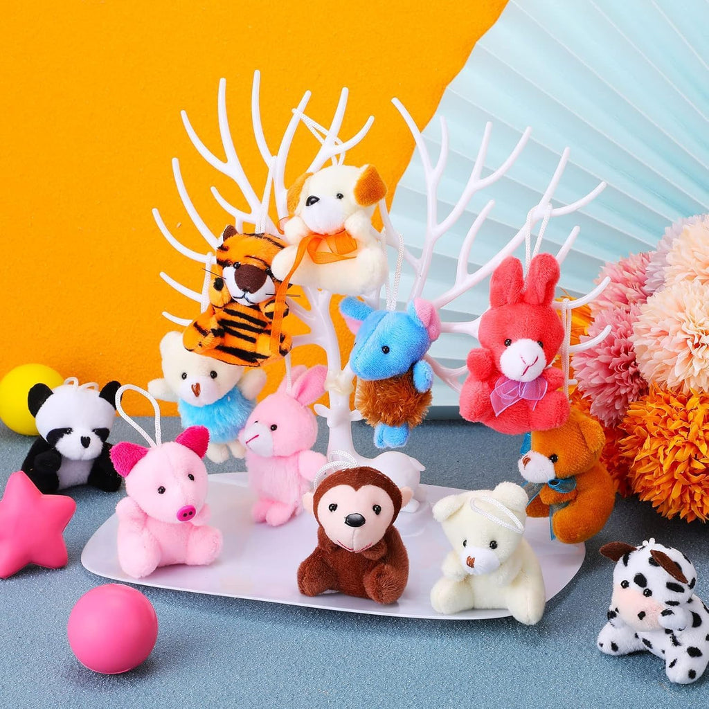 Mini Plush Animal Toy Set,Cute Animals Keychain Decoration for Kids,Goodie Bag Fillers, Basket Stuffers, School