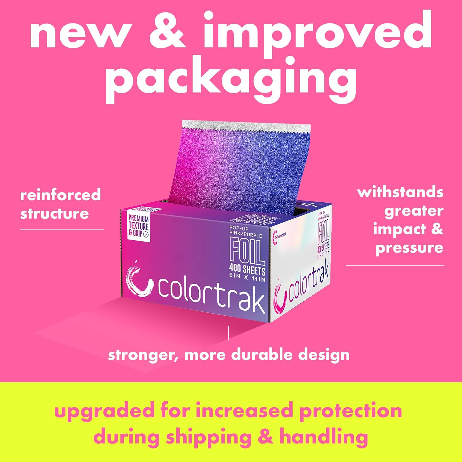 Pink/Purple Gradient Pop-up Foil, 400 Count Pre-Cut Sheets | Non-Slip Embossed Texture, 5" x 11" Hair Foil for