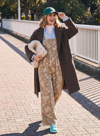 Women's Floral Denim Bib Stretch Fall Overalls