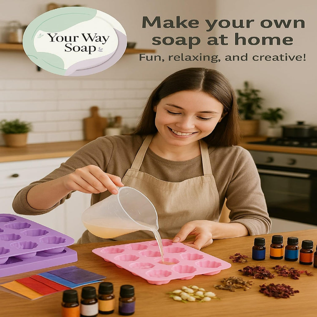 Soap Making Kit – 53 PCS DIY Melt & Pour Supplies with 2 lbs Soap Bases (1 lb Goat’s Milk + 1 lb Glycerin), Molds