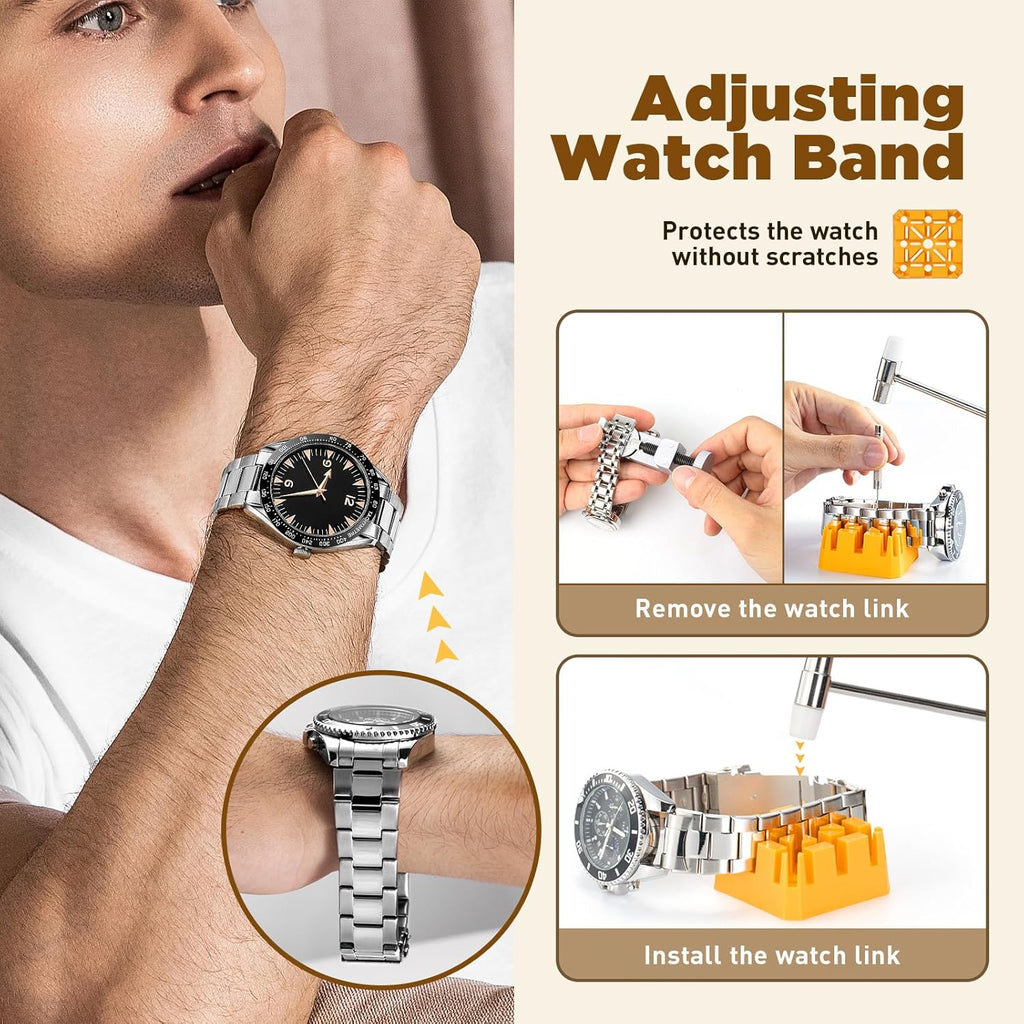【Combination Version】Eventronic Watch Repair Tool Kit + Watch Press Tool 154PCS, Professional Watch Link Removal Kit