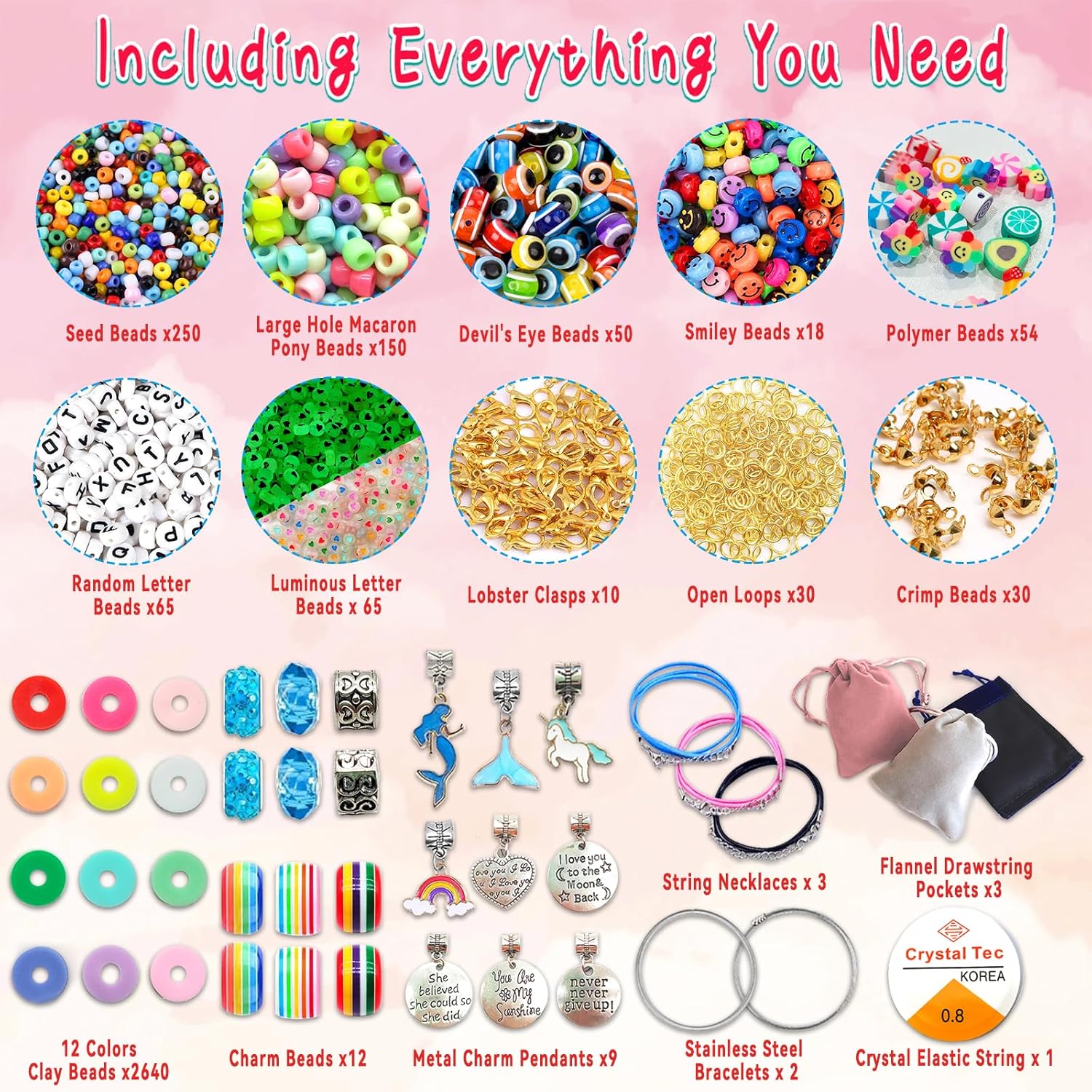Girls Toys Bracelet Making Kit -3400pcs Charm Jewelry Making Kit Supplies,Unicorn/Mermaid Crafts Birthday Christmas
