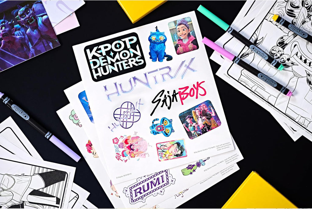 Kpop Demon Hunters Art Case (40+pcs), Coloring & Sticker Craft Kit | Arts & Crafts Kit, Holiday, Birthday Gift for