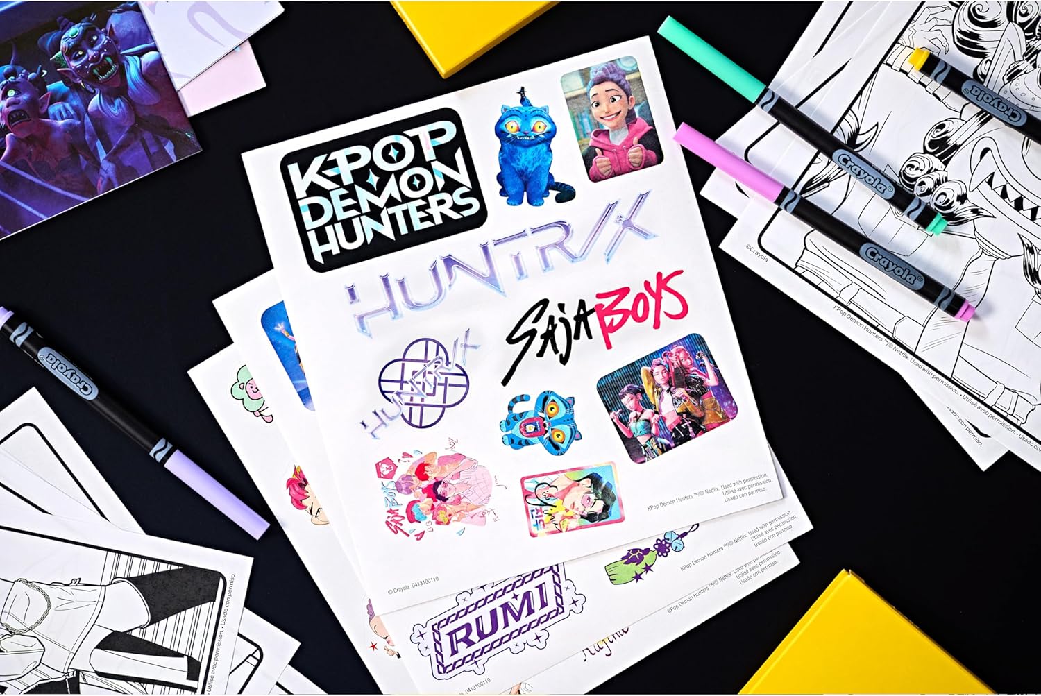 Kpop Demon Hunters Art Case (40+pcs), Coloring & Sticker Craft Kit | Arts & Crafts Kit, Holiday, Birthday Gift for