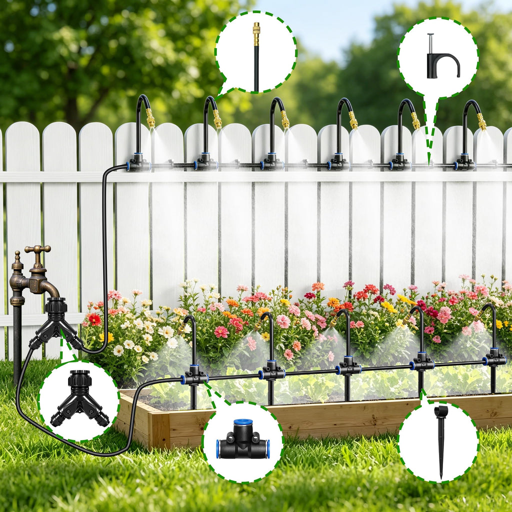 200FT 360° Adjustable Irrigation System with Stake Holders
