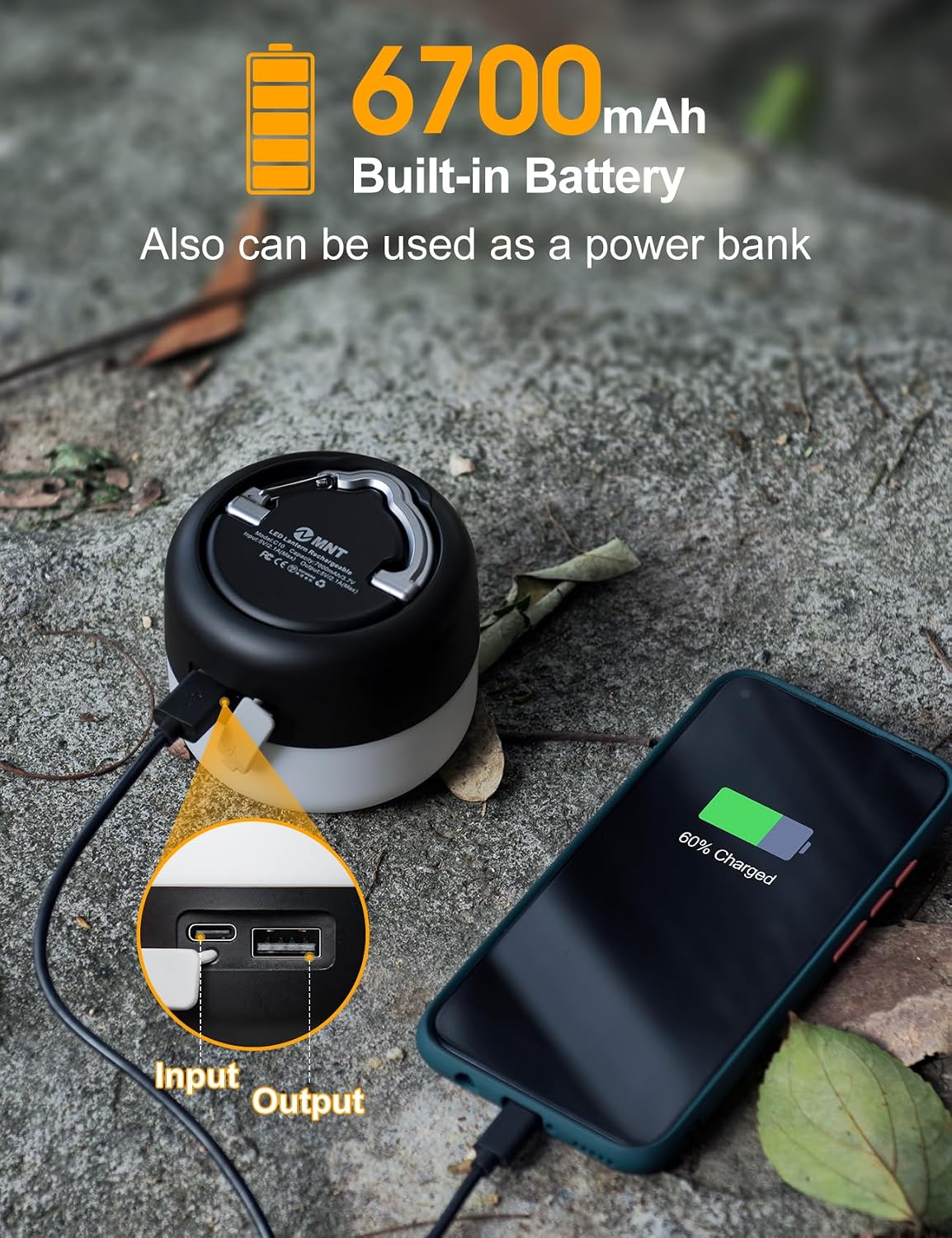 LED Camping Lantern Rechargeable 1000LM, Up to 300H Running Time Camping Tent Light, 6700mAh Emergency Hanging Light