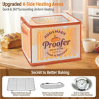 Foldable Bread Proofing Box, JOCXSPI 4-Sided Heating Dough Proofer for Sourdough Starter, 68–131°F Temp Control, 99H