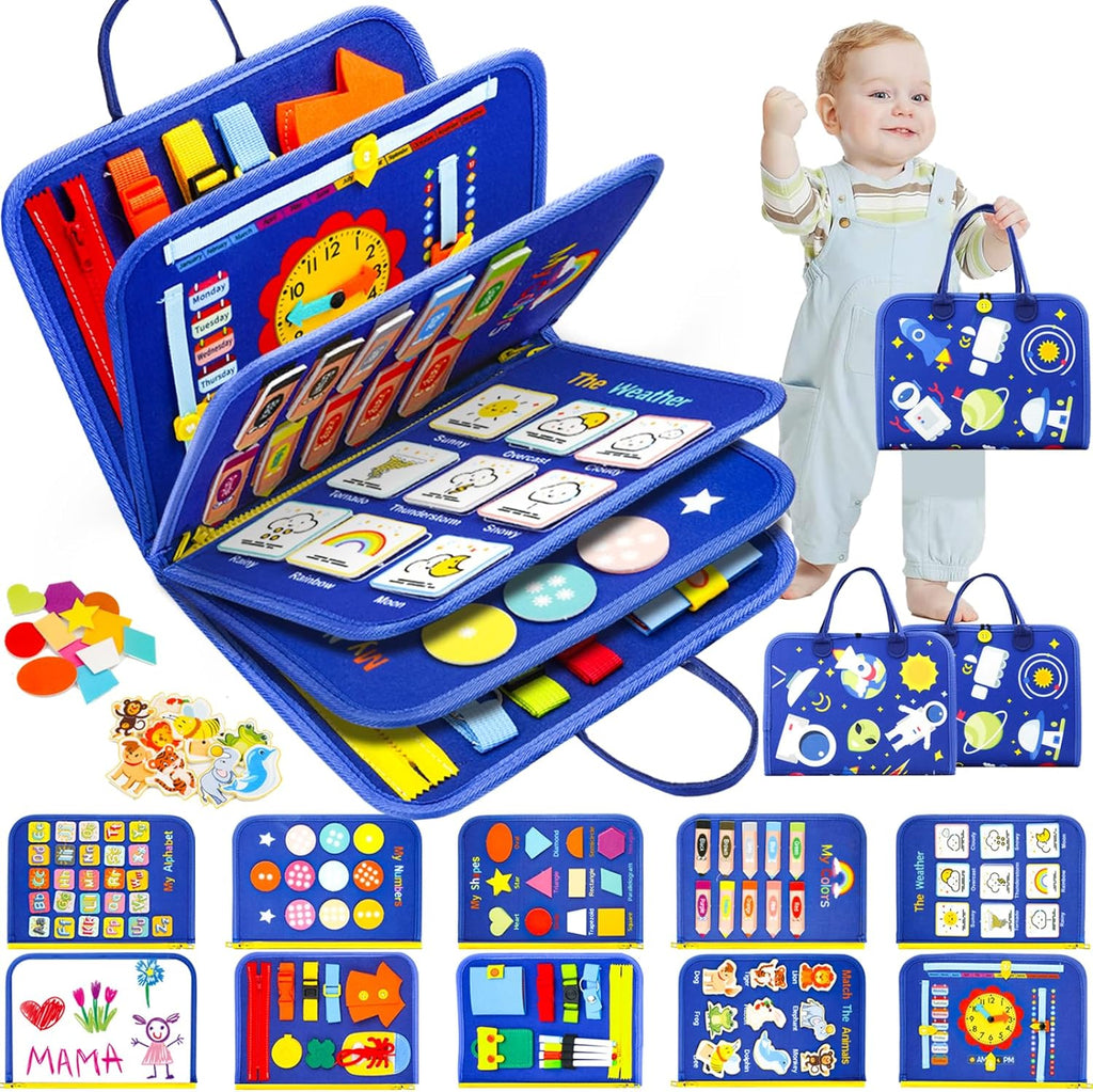 Toddler Busy Board, Montessori Toys for Boys, Sensory Board Birthday Gifts - Educational Busy Book, Learning toys for