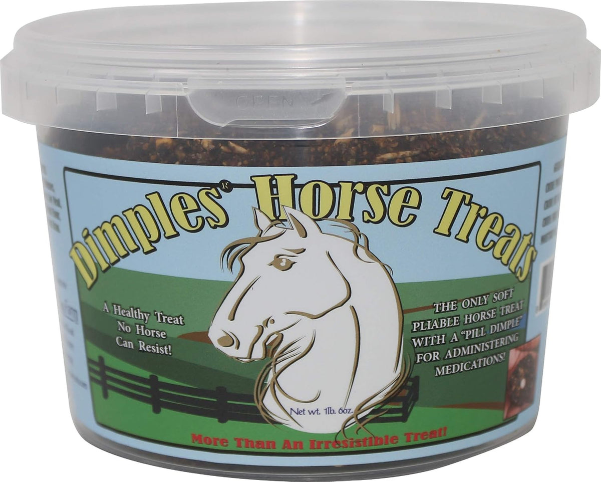 with Pill Dimples - 1lb Tub of USA-Made Horse Cookies with Beet Pulp - Tasty, Healthy, & Organic Treats - Equine Pill