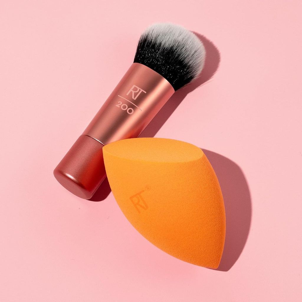 Mini Travel Duo Makeup Brush Set, Mini Foundation Brush | Easy base touchups with travel makeup brushes with makeup