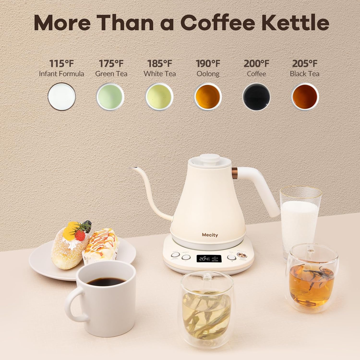 Electric Gooseneck Kettle With Keep Warm Function & LCD Display Automatic Shut Off Coffee Kettle Temperature Control