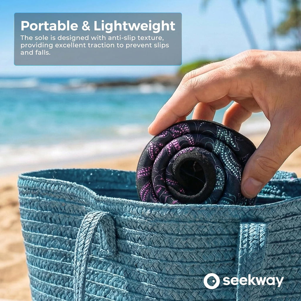 Water Shoes Women Men Adult Quick-Dry Aqua Socks Barefoot Non Slip for Beach Swim River Pool Lake surf Black SK002(U)