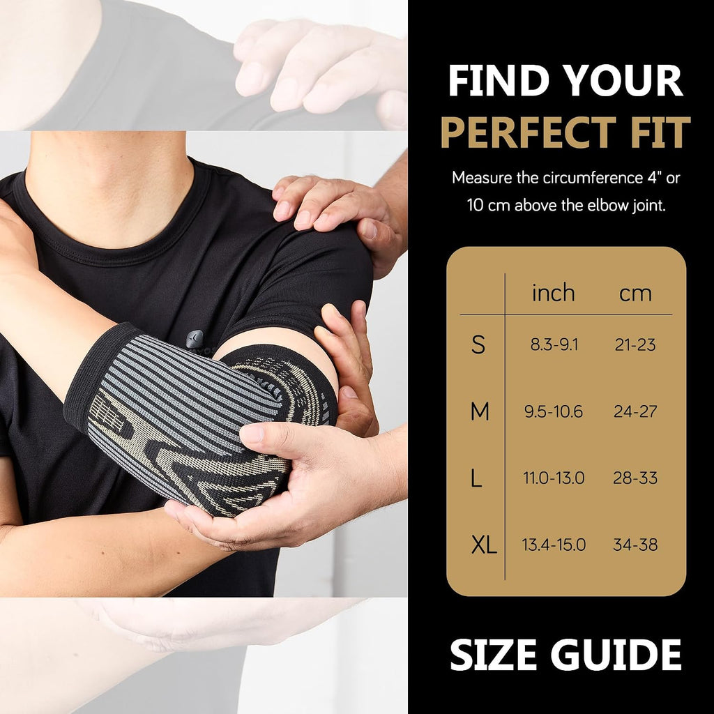 COOLJOB Copper Infused Elbow Compression Sleeves, Snug-fit Workout Brace