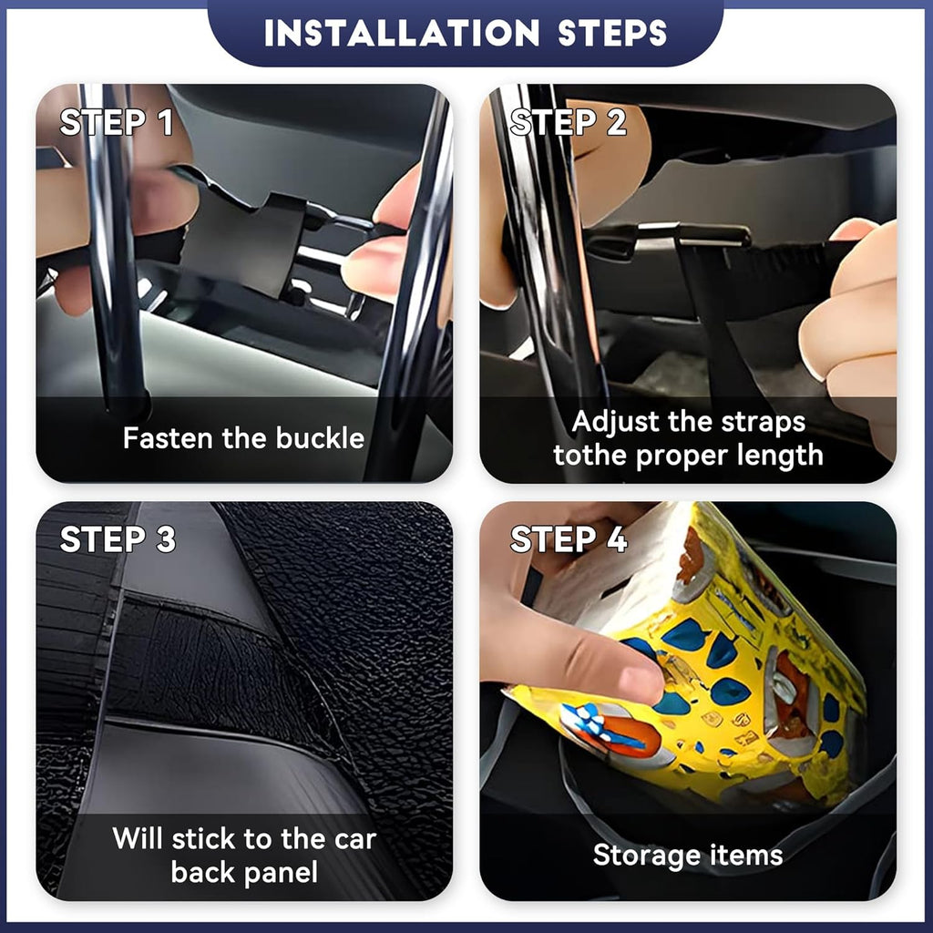 Car Trunk Organizer, Backseat Hanging Large Storage with Adjustable Straps,Waterproof PVC Collapsible Cargo Bag, Car