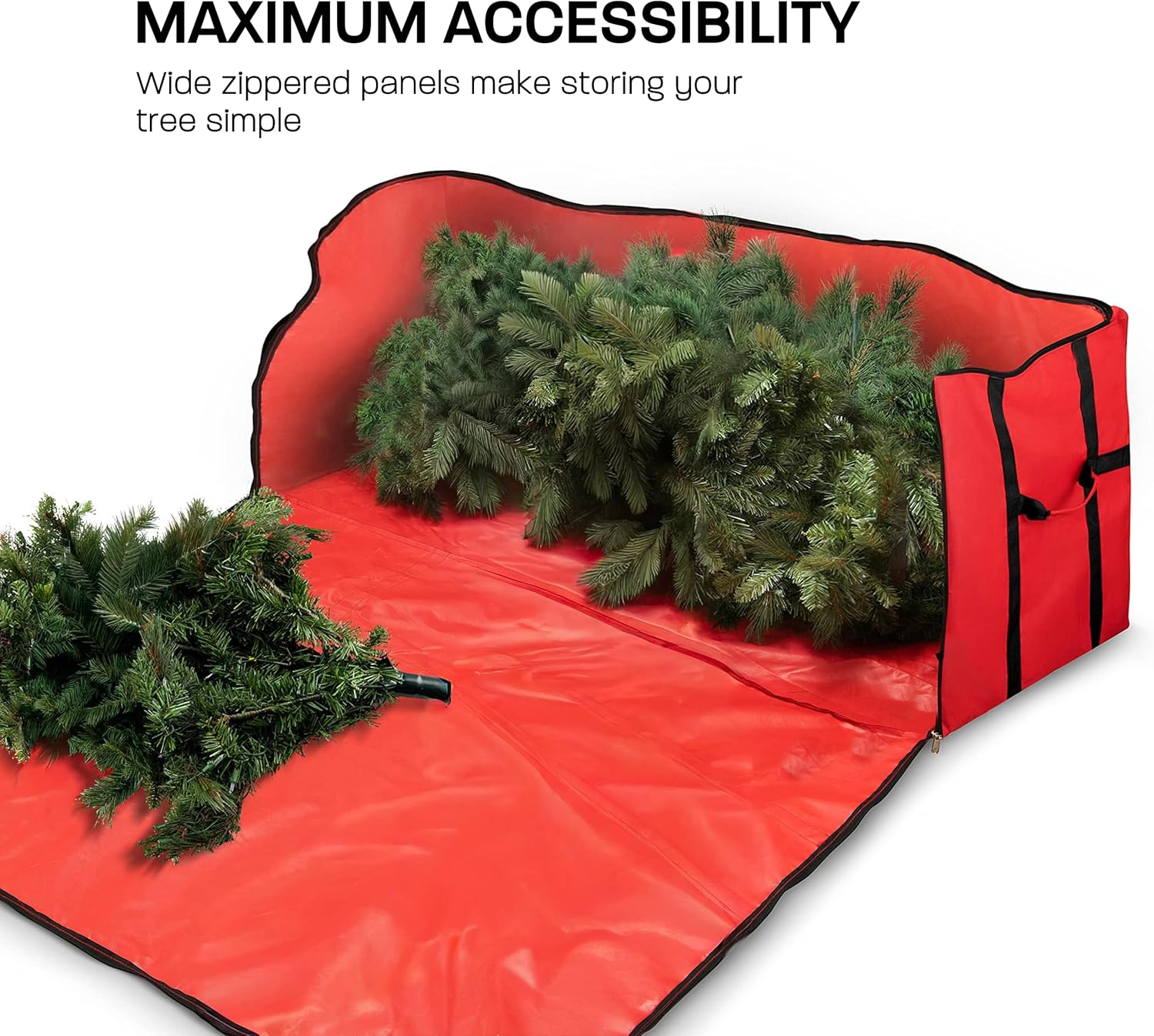 Wide Christmas Tree Storage Bag - Maximum Accessibility - Fits 9 Ft Trees - 600D Oxford Fabric Christmas Tree Bag For