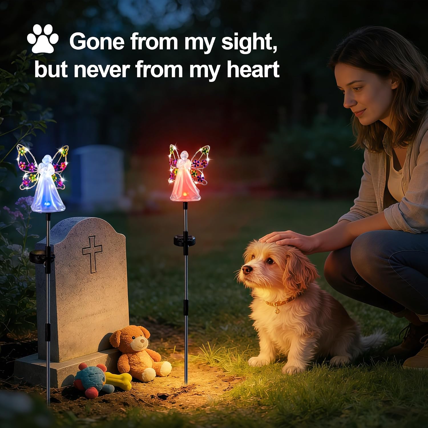 Angel Solar Lights for Cemetery Memorial Gift Grave Decorations Solar Angel Stake Lights Outdoor Waterproof Garden