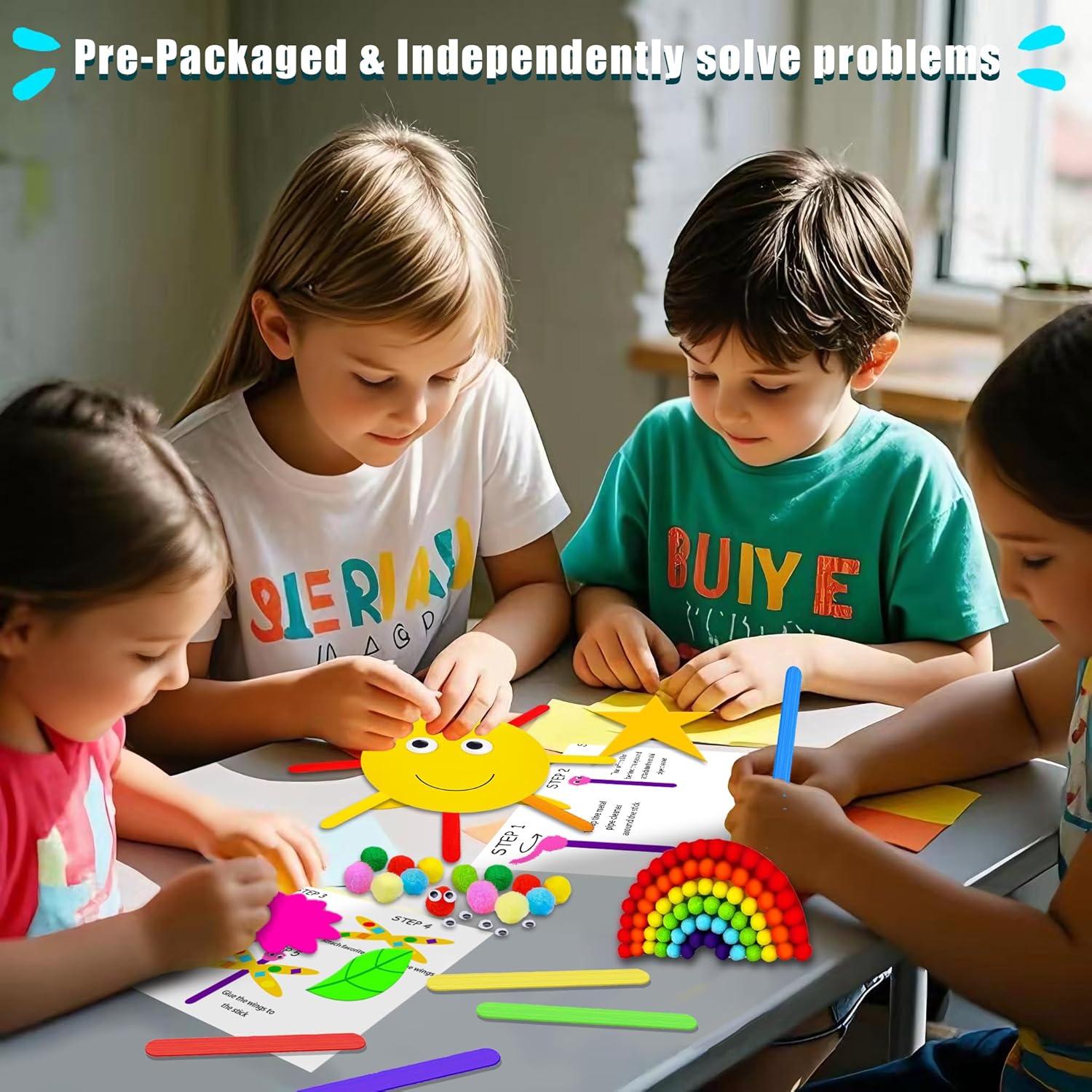 First Craft Kit for Kids - 12 in 1 No Mess Creative Arts and Crafts kit for Kids Ages 4-8 - Toddler Crafts Kit